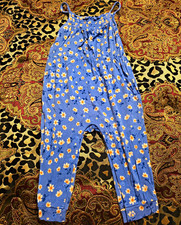 Posh Peanut 12-18M Blue Floral Sleeveless Romper