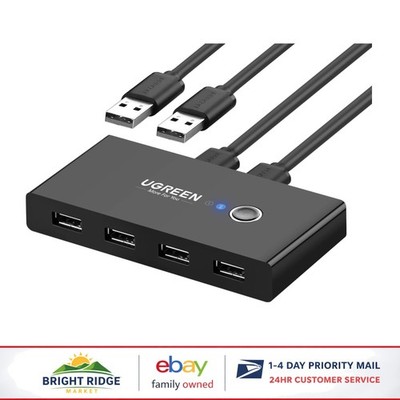 Easy Push Button USB Switch for 2 Computers and 4 Peripheral Connections