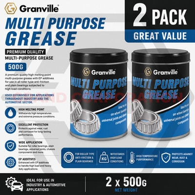 2 x GRANVILLE MULTI PURPOSE Radlager Lithium Fett EP2 Schmiermittel 500g Dose