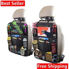 Car Backseat Organizer with 10" Table Holder, 9 Storage Pockets Seat Back Pro...