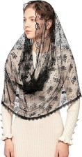 Embroidered Lace Chapel Veil Infinity Mantilla Veils Catholic Church Veil Latin