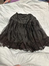 VINTAGE FANCY Brown/Black Layered 100 Nylon Halo Slip  Small, Lorraine