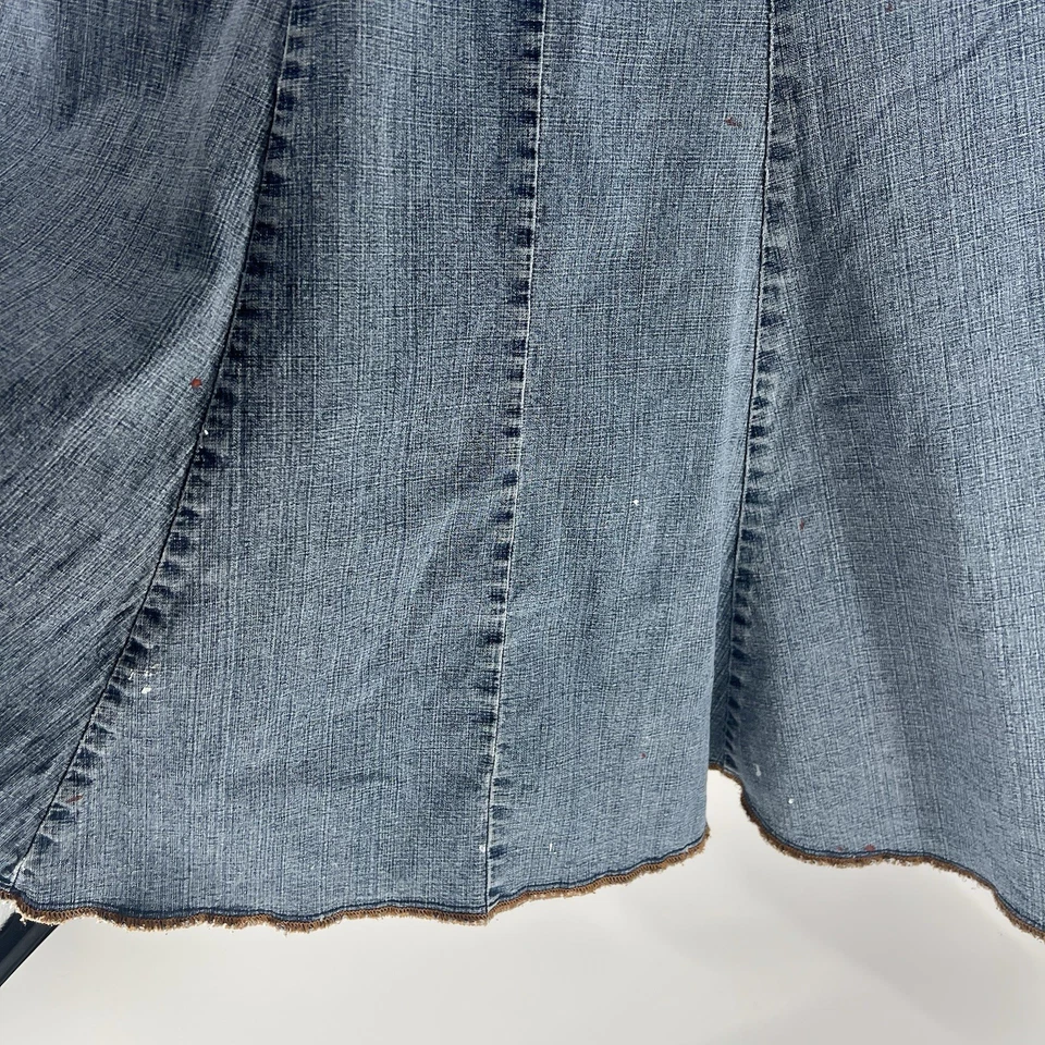 Falda vaquera larga acampanada de mezclilla Baccini para dama talla 14 descolorida y usada muy querida Foto 4 de 4