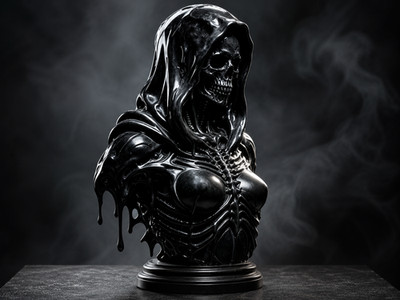 Schmelzende weibliche Sensenmann Büste - Gothic Horror Ornament - mehrere Farboptionen