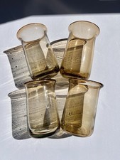 Hand Blown Amber Glass Tumblers Set of 4 Stud...