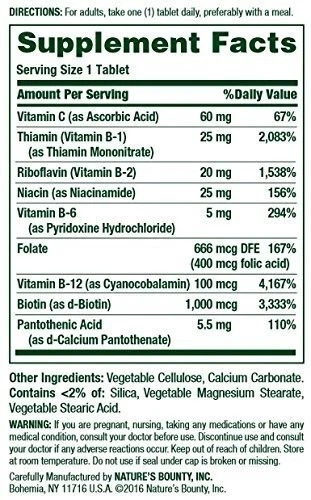 Suplemento vitamínico complexo Nature's Bounty Super B suporte energético à saúde 150 ct - Imagem 4 de 4