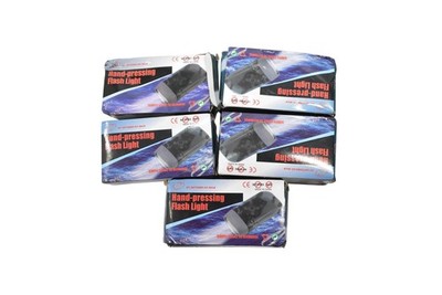 LSI Hand-Pressing Flashlights Lot Of 5 Shake Recharge No Battery Black Plastic