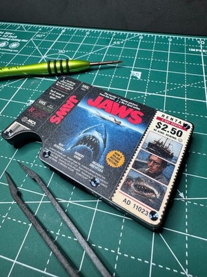 Jaws VHS Metal Wallet RFID Blocking Money Clip Retro Horror Movie Video Style