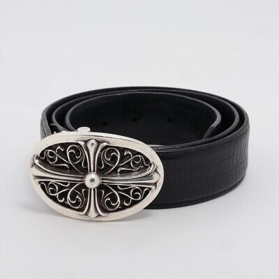 Chrome Hearts Classic Oval Belt Leather & 925 size 34 silver Chrome Hearts Classic Oval Belt Leather & 925 size 34 silver
