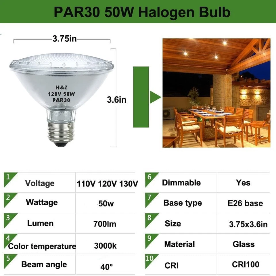 6 Pack H&Z Par30 Short Neck 50W 120V, 3000K Flood Light with E26 Medium Base - Image 2 of 4