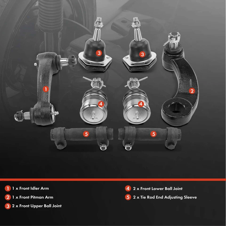 8x rótulas delanteras superiores e inferiores para Chevy G10 G20 GMC G1500 G2500 1983-1995 Foto 3 de 4