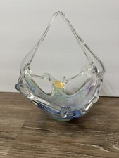 Murano Stretch Art Glass Basket Excellent