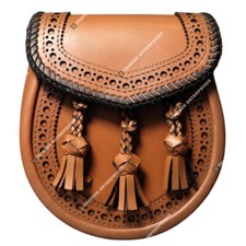 Handmade Brogue Style Leather Full Dress Kilt Sporran 100 Real Leather