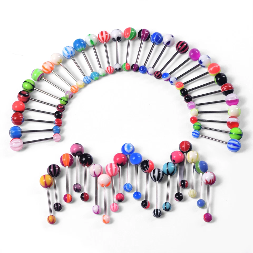 14G Bar Tongue Ring Nipple Ring 50-500Pcs Surgical-Steel Straight Barbell Tongue - Image 4 of 4