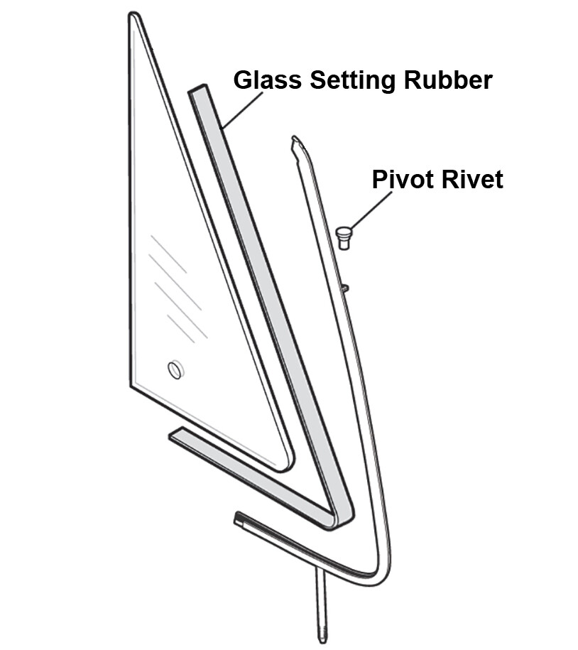 NEW Front Vent Glass Setting Tape SET w/Pivot Rivets & Tool L&R C/K ...