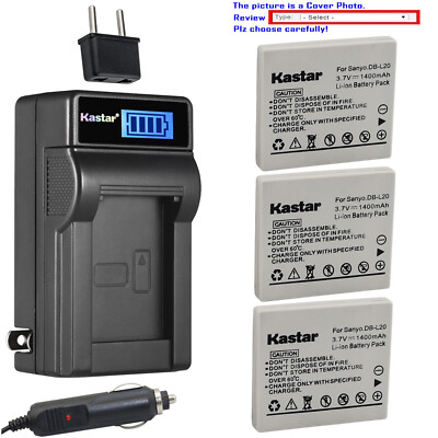 Kastar Battery LCD AC Charger for Sanyo Original DB-L20 DB-L20A Genuine VAR-L20N