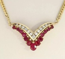 Lab-Created Pink Ruby 2Ct Pear Cut Women's Fancy Necklace 14K Yellow Gold Finish