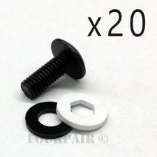 10-32 Thread x 1/2" DJ Audio Rack Mount Screws Bolts Black Washer - 20 Pack Lot