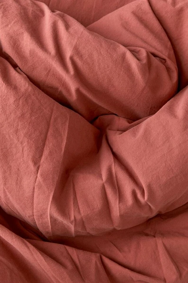 Algodão lavado vermelho pálido 3 peças capa de edredom boho queen uo roupa de cama pedra lavada - Imagem 2 de 4