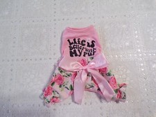 pet dog pajamas,pink,roses,Life is Better with My Pup, XXS read size details 