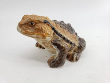Vintage Japanese Hirado Meiji Ceramic Pottery Toad Frog Brown 4in