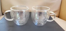 Sweese Glass coffee, tea  mugs/cups- 8 oz Double Wall Insulated Glass. Set of 2