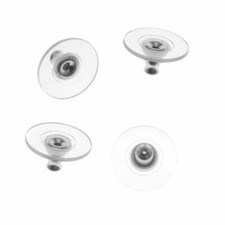 100 pieces Silver Bullet Earring Backs plastic back disk style Hypoallergenic