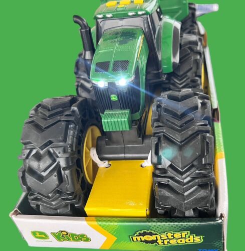 ✨John Deere Kids Monster Treads Tractor Toy With Wagon Lights And Sounds Green - Picture 4 of 8