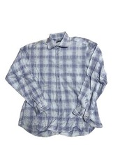 Johnston  Murphy Dress Shirt Mens Large Blue Flip Cuff Business Office Tailored