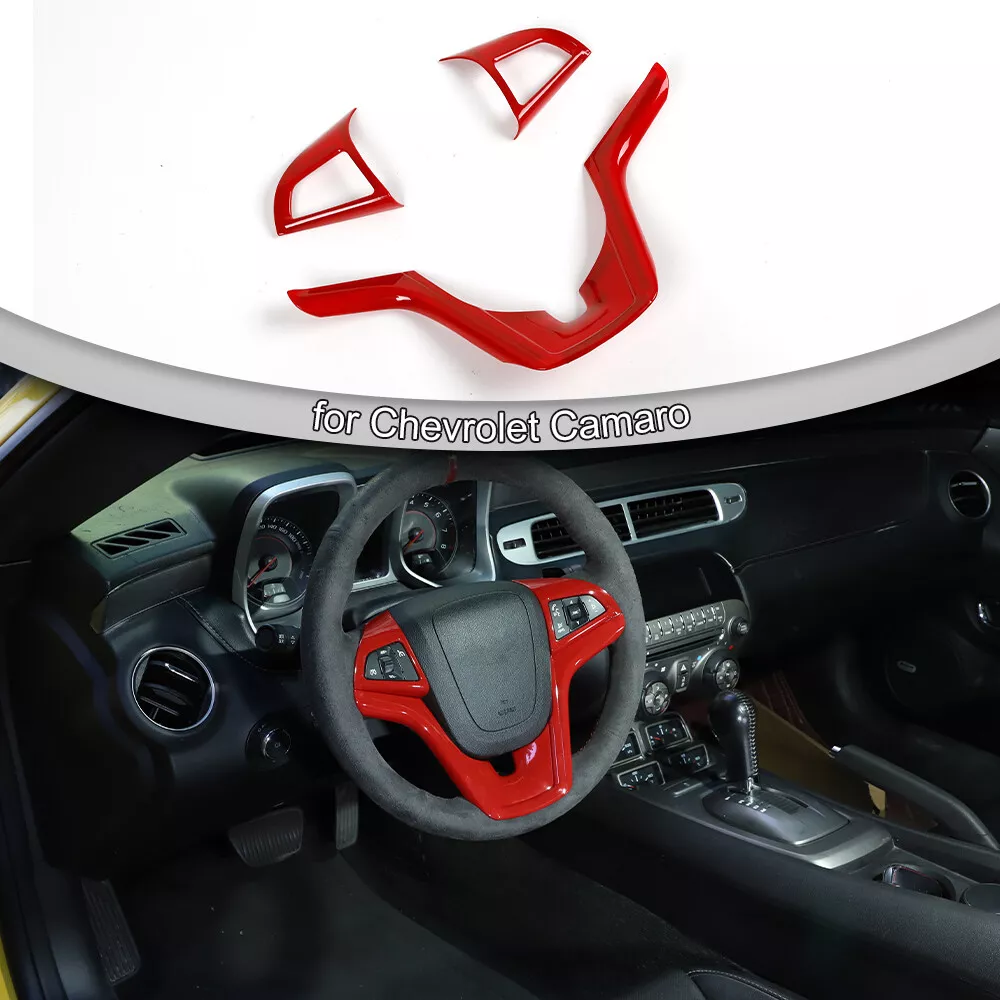 3pcs Red Interior Steering Wheel Cover Trim For Chevrolet Camaro Accessories