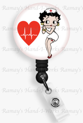 Cute Nurse Betty Retractable Badge Reel, Lanyard ID Holder, Badge ID Holder