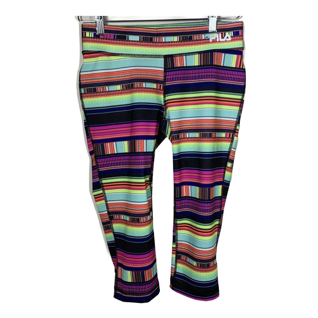 Fila Leggings Donna Pantaloni Cropped Activewear Palestra Attivo Atletico Taglia XS Yoga