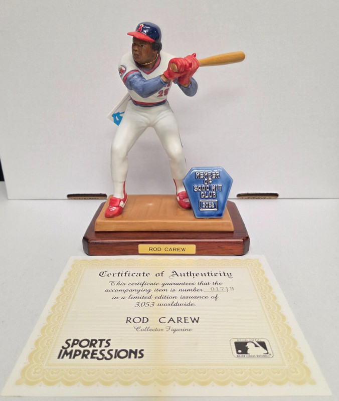 Rod Carew 1989 Sports Impressions 8" Porcelain Figurine #1719/ 3053 with Cert