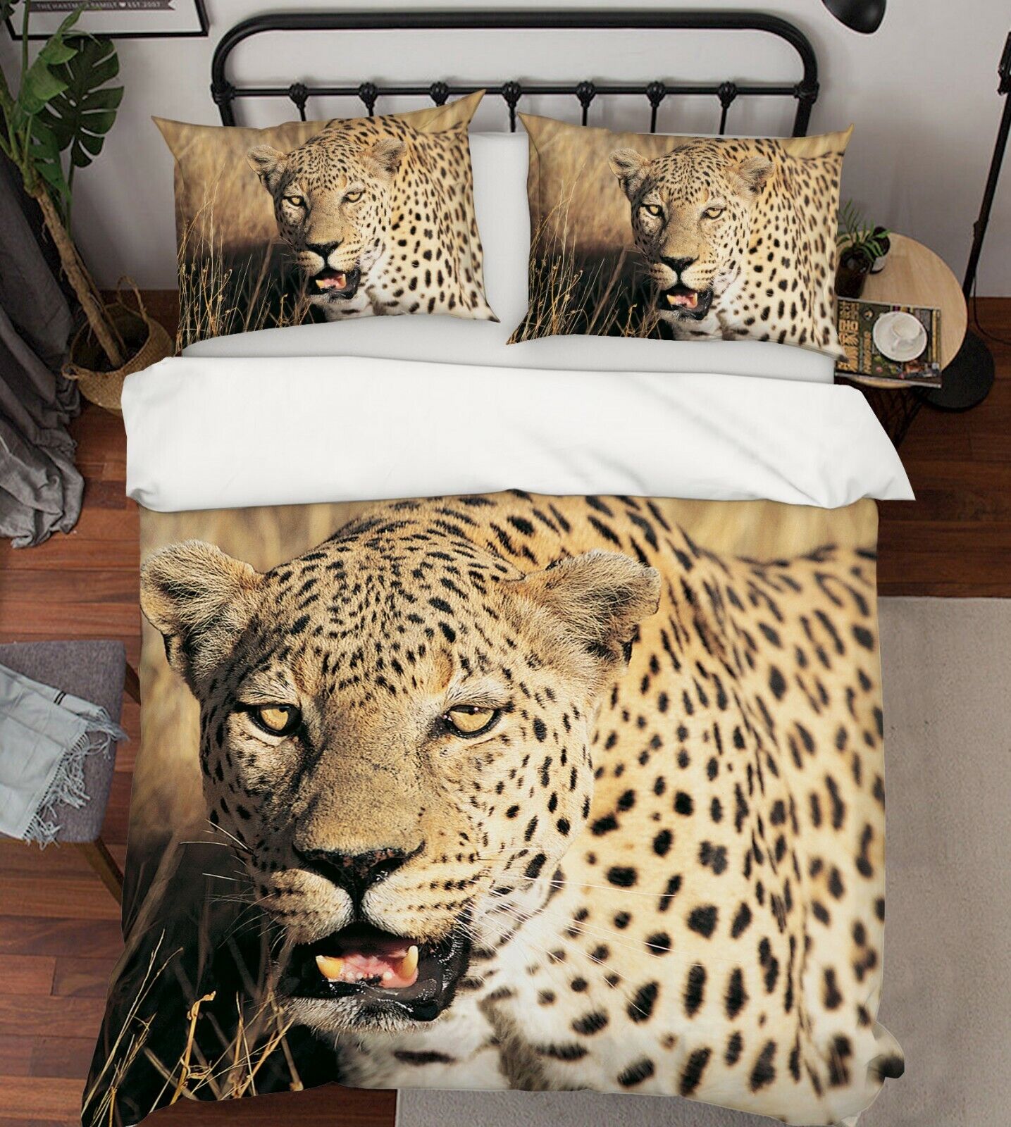 3D Leopard N1202 Animal Bed Pillowcases Quilt Duvet Cover Queen King Fay Krajowe tanie