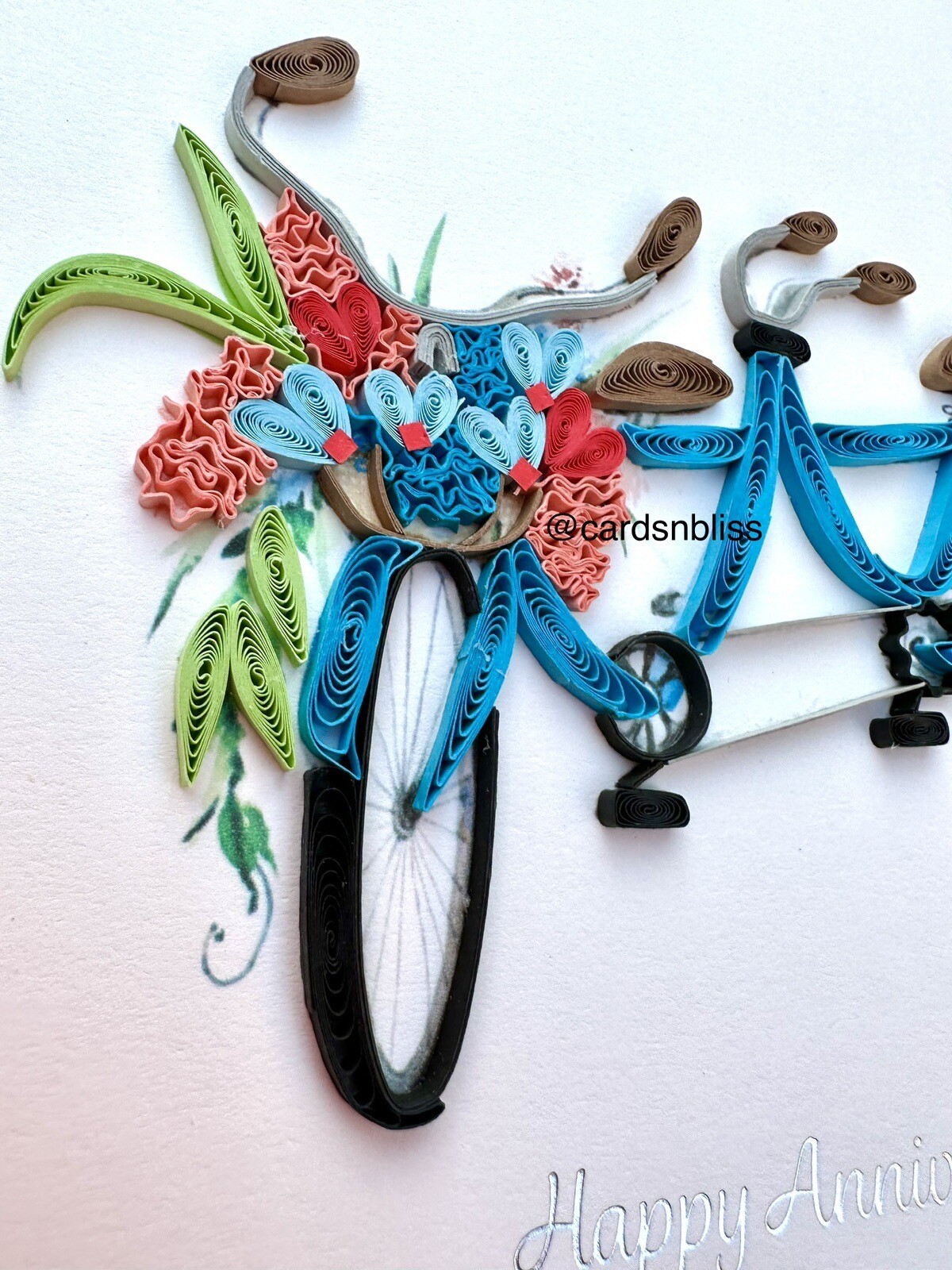 Quilling Card Like Papyrus Frameable Floral Bicycle Anniversary Card