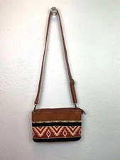 Canyon Sky Southwestern Tapestry Leather Crossbody Bag Purse