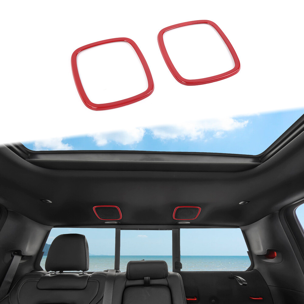 2PCS Red Rear Roof Speaker Trim Rings for RAM TRX 2021-2024 Interior Accessories