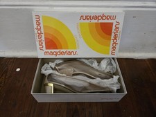 VTG California Magdesians Clear Vinyl Gold Sandals 8.5 N Original Box 2" Heel