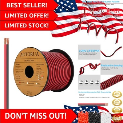 100FT Red & Black 18AWG Electrical Wire for Easy Installation and Use
