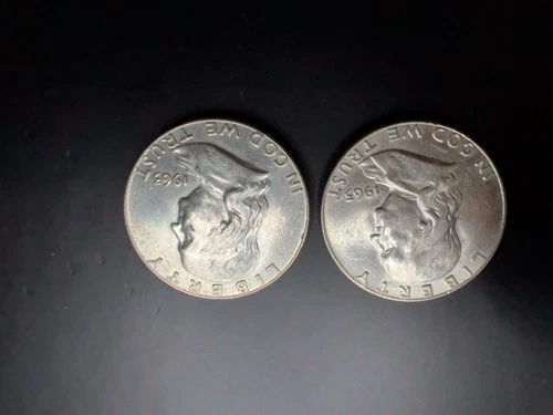 2- 1963 Franklin Half Dollar Silver Business Strike Coin 90% Silver