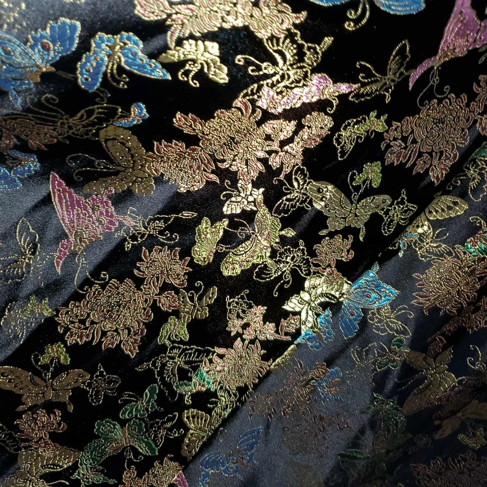 FALDA Y CHALECO DE BAILE CUADRADO Círculo Acampanado MARIPOSAS COLORIDAS BRILLANTES Negro Satinado L Foto 3 de 4