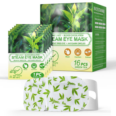 16 Packs Steam Eye Masks for Dry Eyes, Green Tea Warm Eye Mask, Relief Eye Fatig