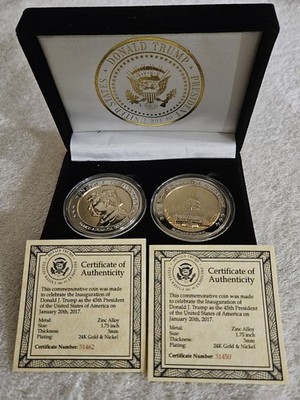 Donald Trump Presidential Commemorative Coin Set Of 2 USA 45th President