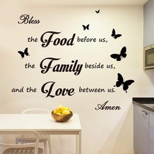 Kitchen Wall Stickers Dining Room Decor Bless The Food Before Us Prayer Sign