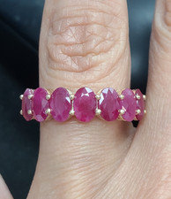 Deal 4.40 CTW Genuine Natural RUBY Ladies Band Ring 14K Yellow Gold