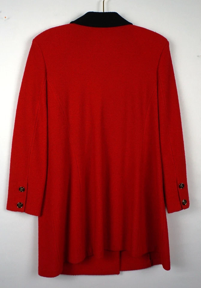 ST JOHN RED GOLD BUTTONS JACKET KNIT WOMEN SZ 14 - Image 3 of 4