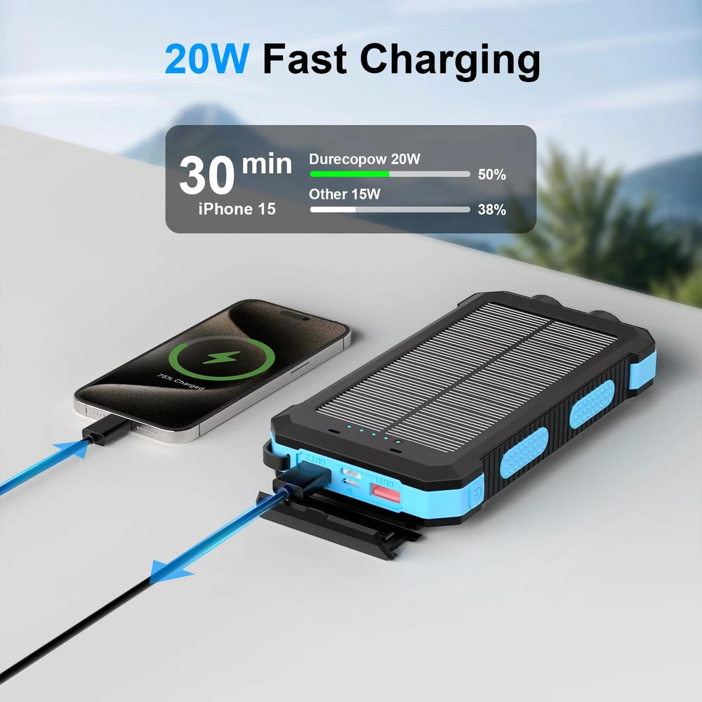 Power Bank, Solar Charger, 49800mAh Portable Charger for Phone&Apple Watch Wi...