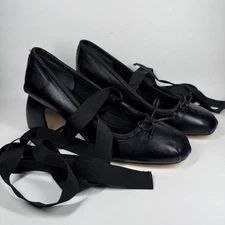 NEW Circus Sam Edelman Women's Size 9.5 M Black Della Wrap Up Ballet Heels Pump