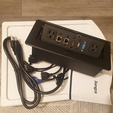 Conference Table Power Brush Connectivity Box with 2 AC Power  2 RJ45  CAT6   2
