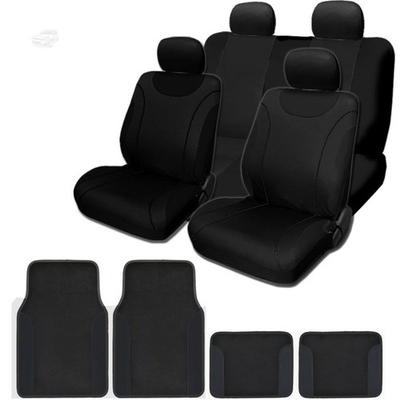 #ad For Honda Black Cloth Car Truck Seat Covers Full Set w Vinyl Floor Mats 12PC $59.00